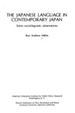 Cover of Japanese Language in Contemporary Japan