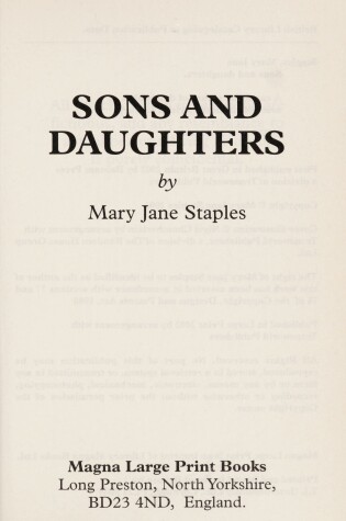 Cover of Sons And Daughters