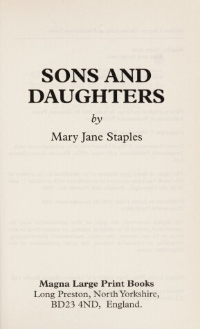 Cover of Sons And Daughters