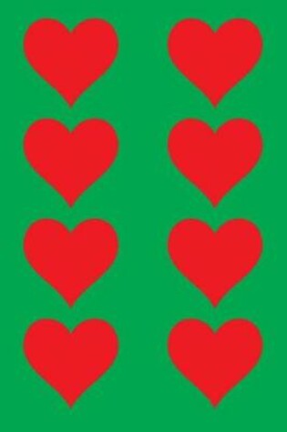 Cover of 100 Page Unlined Notebook - Red Hearts on Lime