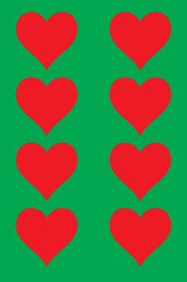 Book cover for 100 Page Unlined Notebook - Red Hearts on Lime