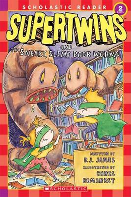 Cover of Supertwins and the Sneaky, Slimy Book Worms