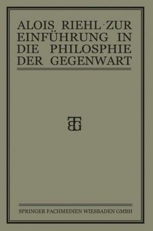 Cover of Zur Einfuhrung in Die Philosophie Der Gegenwart