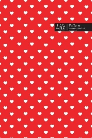 Cover of Hearts Pattern Composition Notebook, Dotted Lines, Wide Ruled Medium Size 6 x 9 Inch (A5), 144 Sheets Red Cover