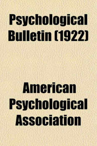 Cover of Psychological Bulletin (1922)