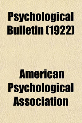 Book cover for Psychological Bulletin (1922)