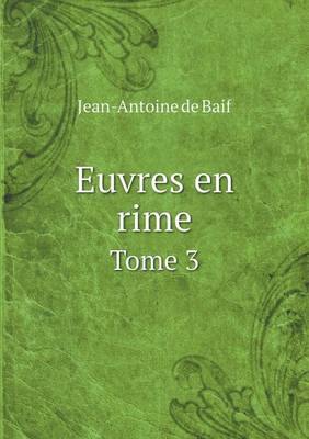 Book cover for Euvres en rime Tome 3