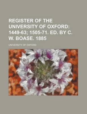 Book cover for Register of the University of Oxford