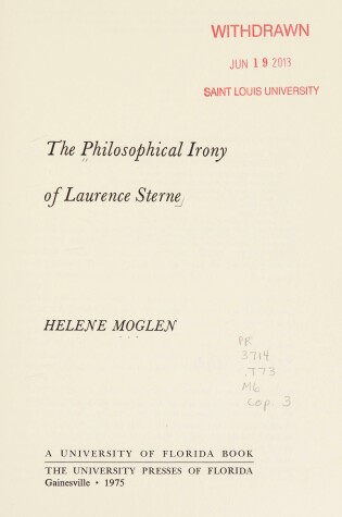 Cover of The Philosophical Irony of Laurence Sterne