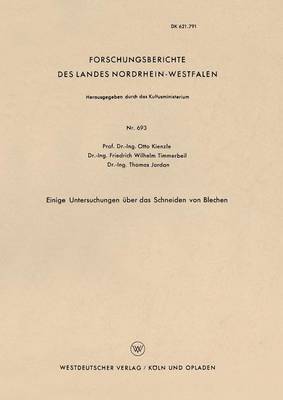 Cover of Einige Untersuchungen UEber Das Schneiden Von Blechen