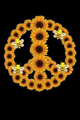 Book cover for peace sign with sunflowers and bees lover composition notebook