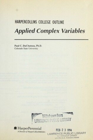 Cover of Applied Complex Variables