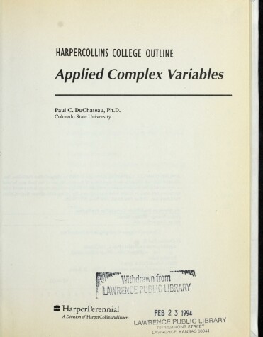 Cover of Applied Complex Variables