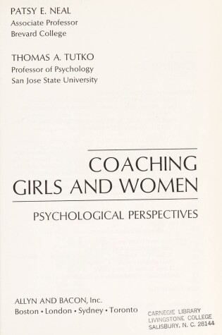 Cover of Coaching Girls and Women