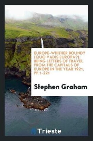 Cover of Europe-Whither Bound? (Quo Vadis Europa?)