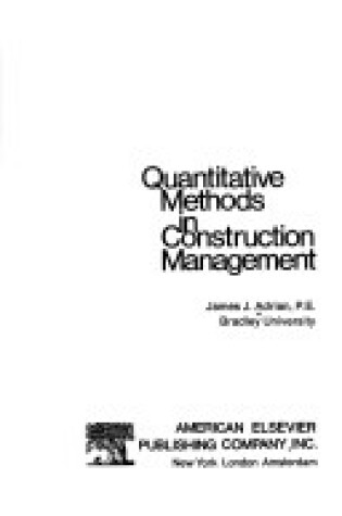Cover of Quantitative Methods in Construction Management