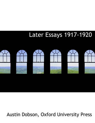 Book cover for Later Essays 1917-1920