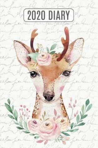 Cover of 2020 Daily Diary Planner, Watercolor Deer & Flowers