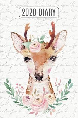 Cover of 2020 Daily Diary Planner, Watercolor Deer & Flowers