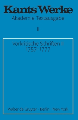 Book cover for Vorkritische Schriften II. 1757-1777