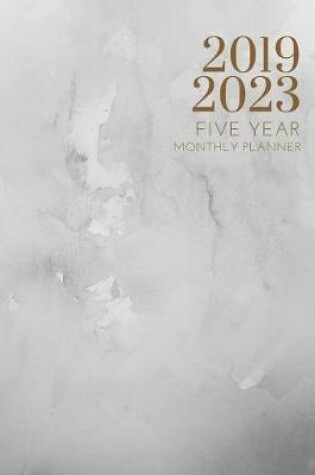 Cover of 2019-2023 Five Year Planner Marble Grey Goals Monthly Schedule Organizer