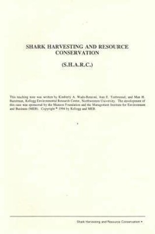 Cover of Shark Harvesting and Resoure Conservation