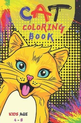 Cover of cat coloring book kids age 4-8