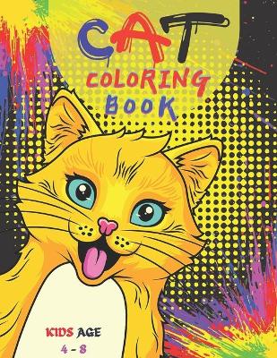 Book cover for cat coloring book kids age 4-8