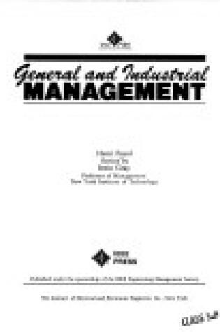 Cover of General and Industrial Management