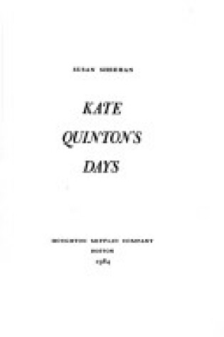 Cover of Kate Quinton's Days