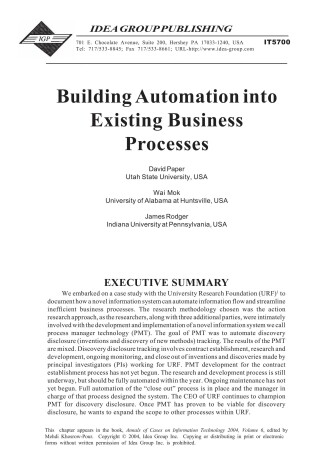 Book cover for Building Automation into Existing Business Processes