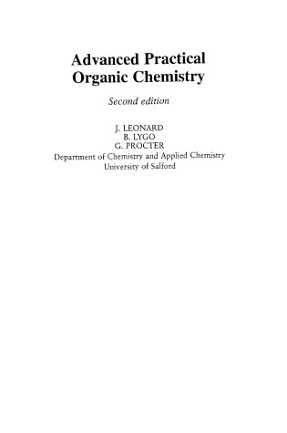 Cover of Advanced Practical Organic Chemistry