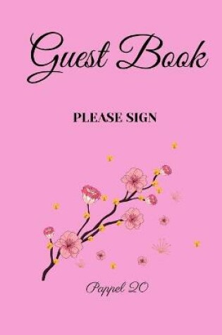 Cover of Guest Book- Pink and Flower - For any occasion - 66 color pages -8.5x8.5 Inch