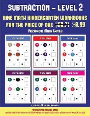Book cover for Preschool Math Games (Kindergarten Subtraction/taking away Level 2)