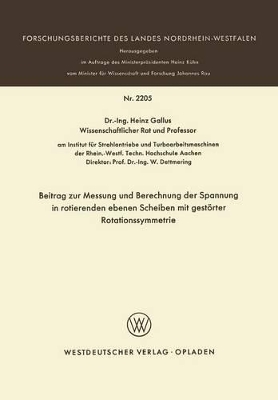 Cover of Beitrag Zur Messung Und Berechnung Der Spannungen in Rotierenden Ebenen Scheiben Mit Gestoerter Rotationssymmetrie