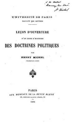 Book cover for Lecon d'ouverture d'un cours d'histoire des doctrines politiques