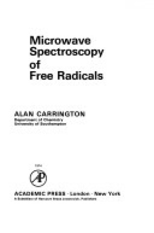 Cover of Microwave Spectroscopy of Free Radicals