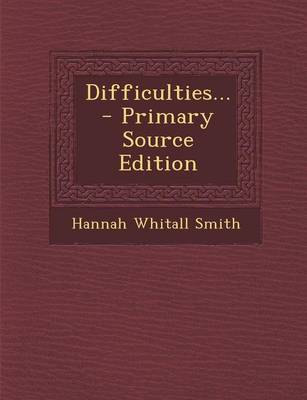 Book cover for Difficulties... - Primary Source Edition