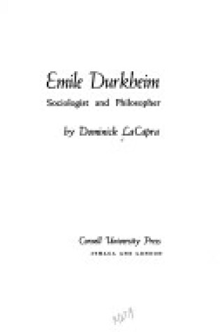 Cover of Emile Durkheim