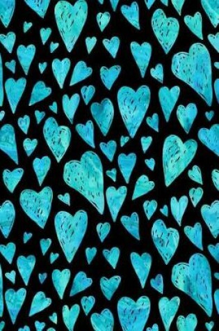 Cover of Bullet Journal Notebook Blue Watercolor Hearts