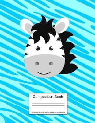 Book cover for Composition Book 100 Sheets/200 Pages/8.5 X 11 In. Wide Ruled/ Zebra Blue