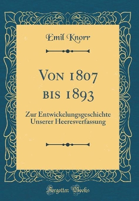 Book cover for Von 1807 Bis 1893