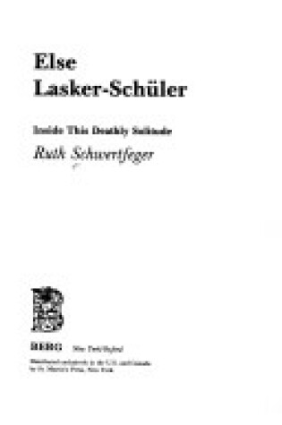 Cover of Else Lasker-Schuler