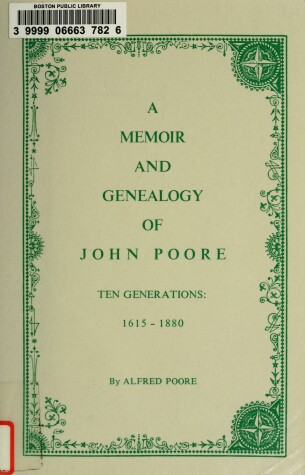 Book cover for A Memoir and Genealogy of John Poore