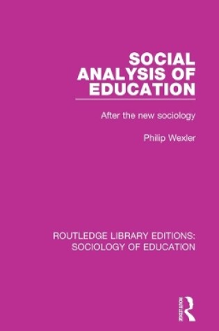 Cover of Social Analysis of Education