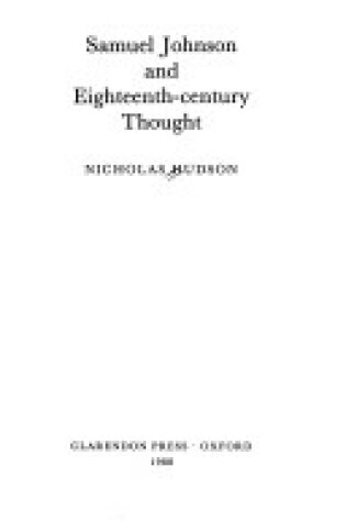 Cover of Samuel Johnson and Eighteenth-century Thought