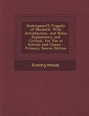 Book cover for Shakespeare's Tragedy of Macbeth