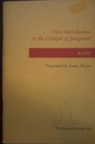 Cover of First Intro to Crit of Judgem