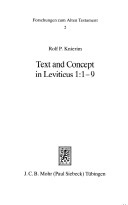 Cover of Text and Concept in Leviticus 1: 1-9