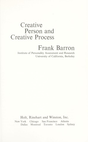 Book cover for Creative Person and Creative Process